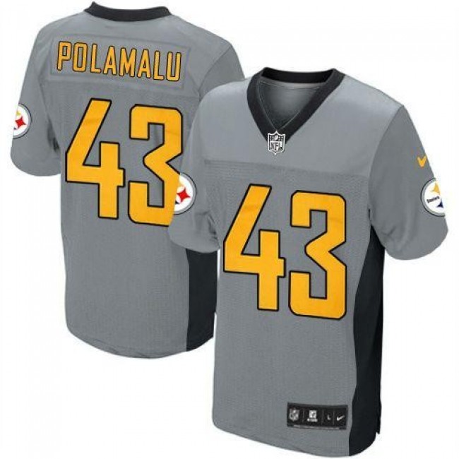 Pittsburgh Steelers #43 Troy Polamalu Grey Shadow Youth Stitched NFL Elite Jersey