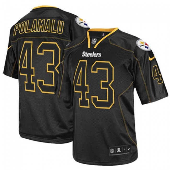 Pittsburgh Steelers #43 Troy Polamalu Lights Out Black Youth Stitched NFL Elite Jersey