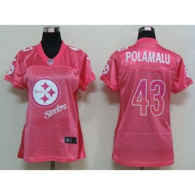 Women's Steelers #43 Troy Polamalu Pink Fem Fan NFL Game Jersey