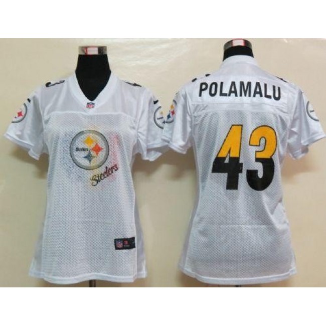 Women's Steelers #43 Troy Polamalu White Fem Fan NFL Game Jersey