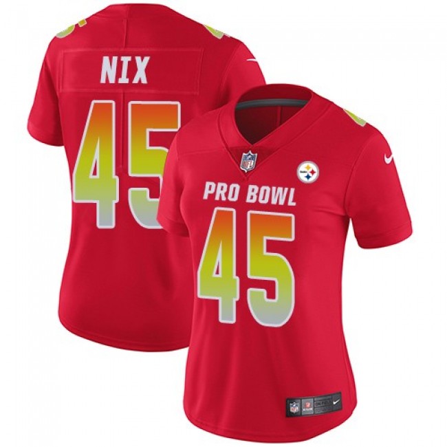 Women's Steelers #45 Roosevelt Nix Red Stitched NFL Limited AFC 2018 Pro Bowl Jersey
