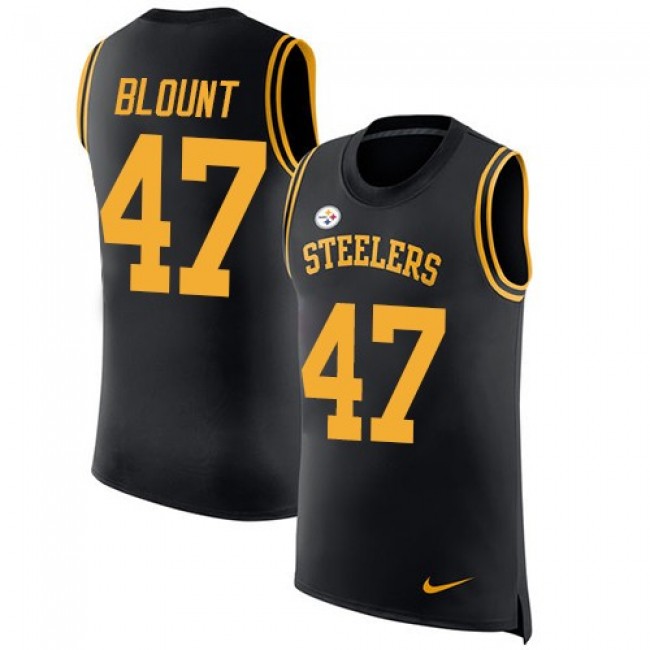 Nike Steelers #47 Mel Blount Black Team Color Men's Stitched NFL Limited Rush Tank Top Jersey