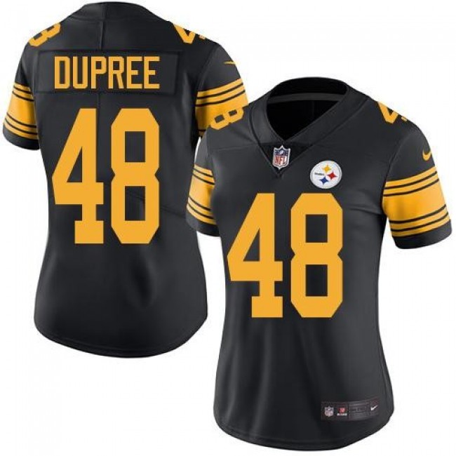 Women's Steelers #48 Bud Dupree Black Stitched NFL Limited Rush Jersey