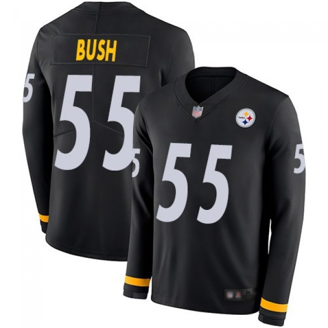 Nike Steelers #55 Devin Bush Black Team Color Men's Stitched NFL Limited Therma Long Sleeve Jersey