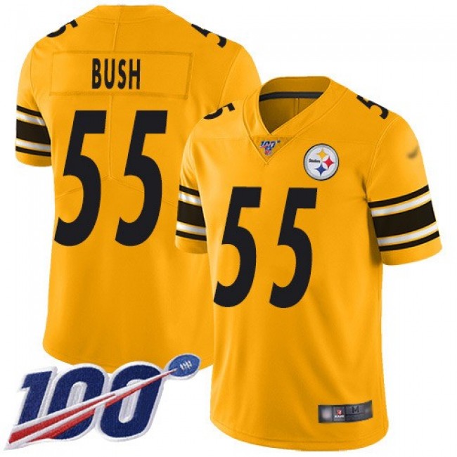 Nike Steelers #55 Devin Bush Gold Men's Stitched NFL Limited Inverted Legend 100th Season Jersey