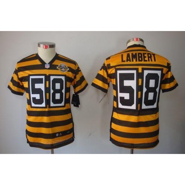 Pittsburgh Steelers #58 Jack Lambert Black-Yellow Alternate Youth Stitched NFL Limited Jersey