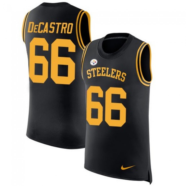 Nike Steelers #66 David DeCastro Black Team Color Men's Stitched NFL Limited Rush Tank Top Jersey