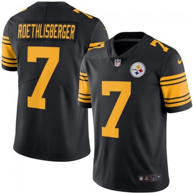 Nike Steelers #7 Ben Roethlisberger Black Men's Stitched NFL Limited Rush Jersey