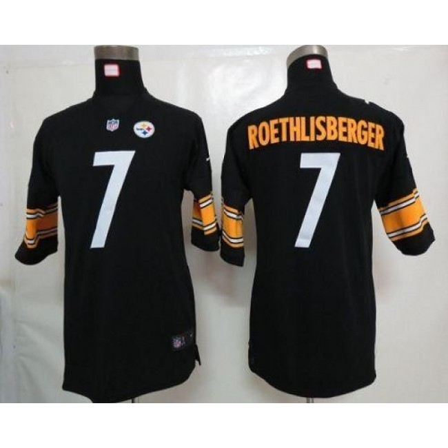 Pittsburgh Steelers #7 Ben Roethlisberger Black Team Color Youth Stitched NFL Elite Jersey