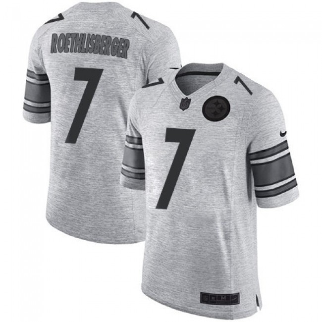 Nike Steelers #7 Ben Roethlisberger Gray Men's Stitched NFL Limited Gridiron Gray II Jersey