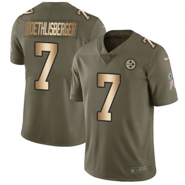 Pittsburgh Steelers #7 Ben Roethlisberger Olive-Gold Youth Stitched NFL Limited 2017 Salute to Service Jersey