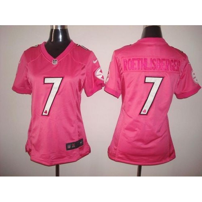 Women's Steelers #7 Ben Roethlisberger Pink New Be Luv'd Stitched NFL Elite Jersey