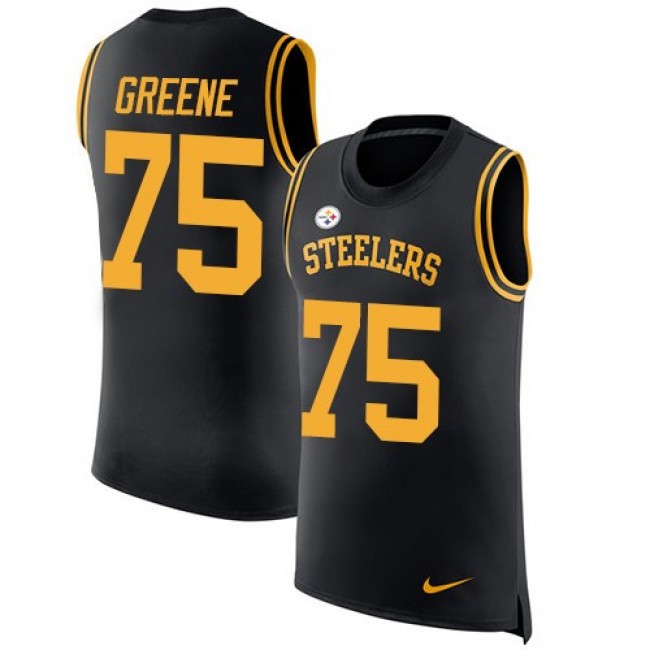 Nike Steelers #75 Joe Greene Black Team Color Men's Stitched NFL Limited Rush Tank Top Jersey