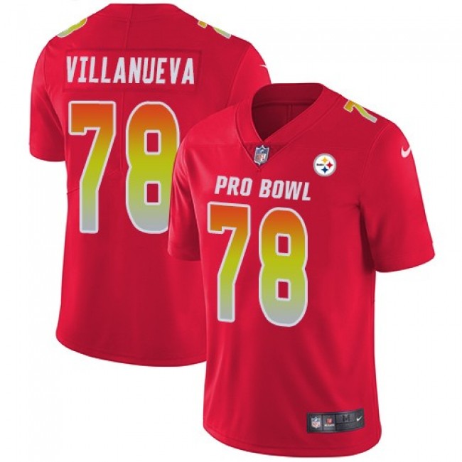 Women's Steelers #78 Alejandro Villanueva Red Stitched NFL Limited AFC 2018 Pro Bowl Jersey