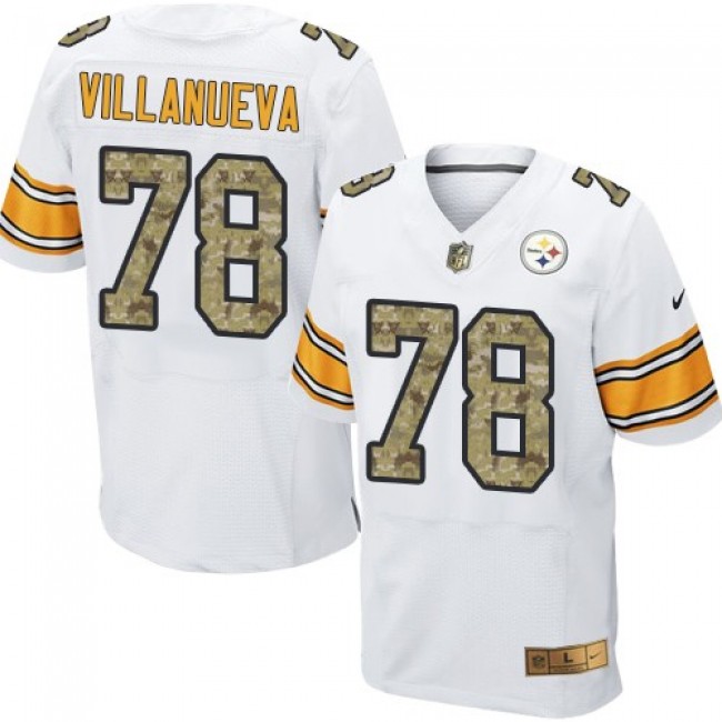Nike Steelers #78 Alejandro Villanueva White/Camo Men's Stitched NFL Elite Jersey
