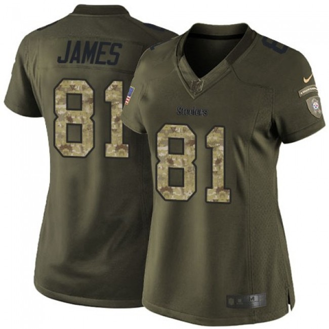 Women's Steelers #81 Jesse James Green Stitched NFL Limited 2015 Salute to Service Jersey