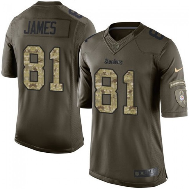 Pittsburgh Steelers #81 Jesse James Green Youth Stitched NFL Limited 2015 Salute to Service Jersey