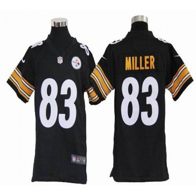 Pittsburgh Steelers #83 Heath Miller Black Team Color Youth Stitched NFL Elite Jersey