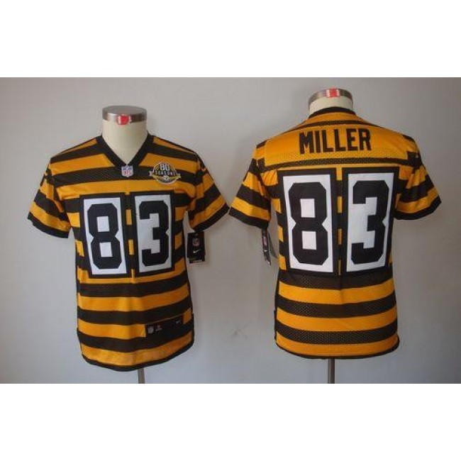 Pittsburgh Steelers #83 Heath Miller Black-Yellow Alternate Youth Stitched NFL Limited Jersey
