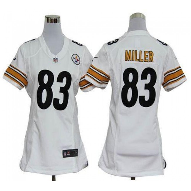 Women's Steelers #83 Heath Miller White Stitched NFL Elite Jersey
