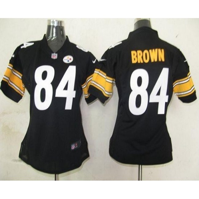 Women's Steelers #84 Antonio Brown Black Team Color Stitched NFL Elite Jersey