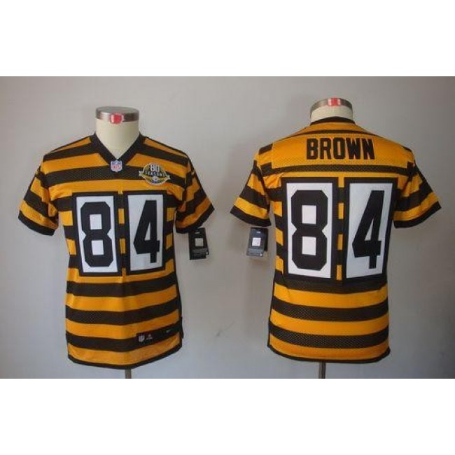 Pittsburgh Steelers #84 Antonio Brown Black-Yellow Alternate Youth Stitched NFL Limited Jersey