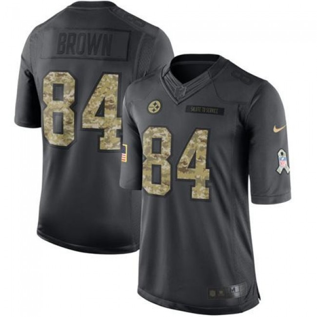 Pittsburgh Steelers #84 Antonio Brown Black Youth Stitched NFL Limited 2016 Salute to Service Jersey