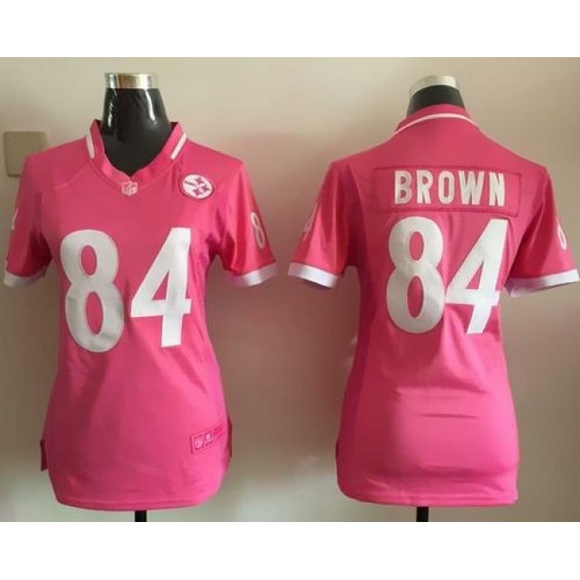 Women's Steelers #84 Antonio Brown Pink Stitched NFL Elite Bubble Gum Jersey