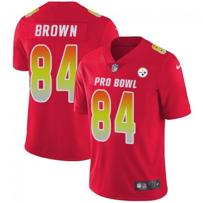 Pittsburgh Steelers #84 Antonio Brown Red Youth Stitched NFL Limited AFC 2018 Pro Bowl Jersey