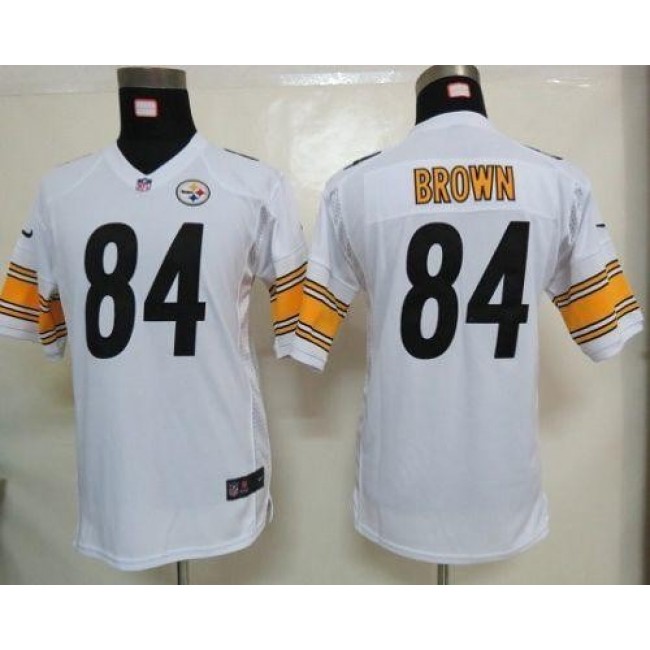 Pittsburgh Steelers #84 Antonio Brown White Youth Stitched NFL Elite Jersey