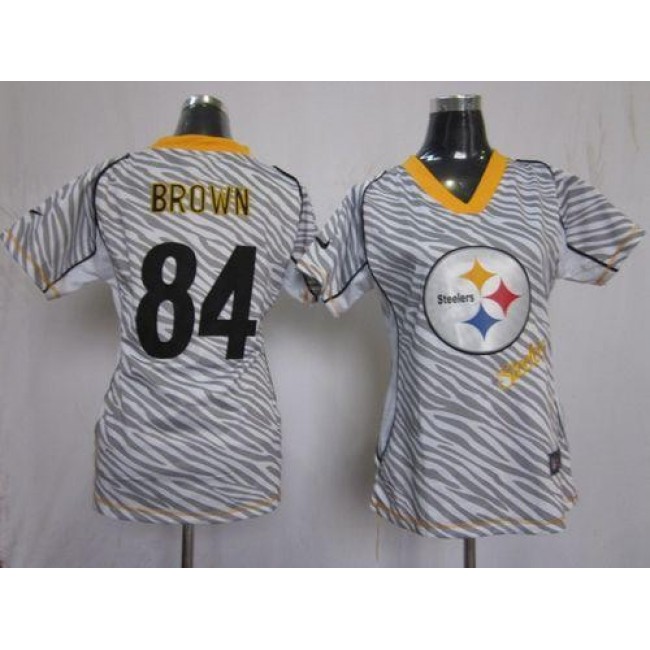 Women's Steelers #84 Antonio Brown Zebra Stitched NFL Elite Jersey