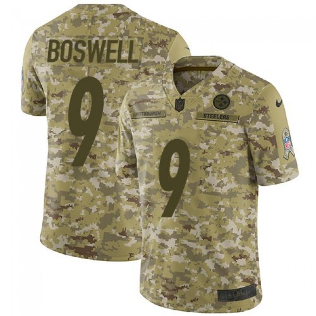 Nike Steelers #9 Chris Boswell Camo Men's Stitched NFL Limited 2018 Salute To Service Jersey
