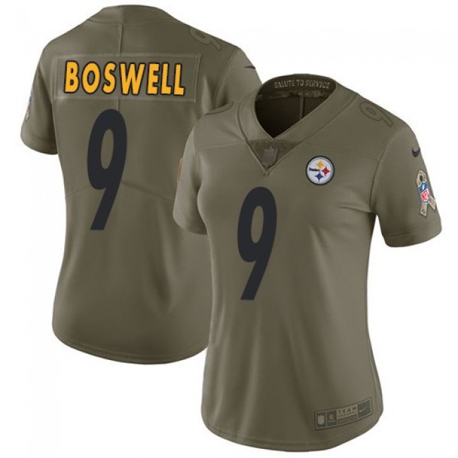 Women's Steelers #9 Chris Boswell Olive Stitched NFL Limited 2017 Salute to Service Jersey