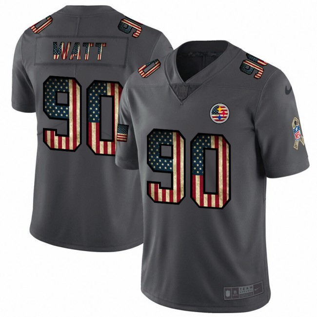 Nike Steelers #90 T.J. Watt 2018 Salute To Service Retro USA Flag Limited NFL Jersey