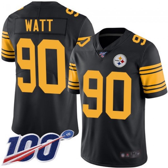 Nike Steelers #90 T. J. Watt Black Men's Stitched NFL Limited Rush 100th Season Jersey