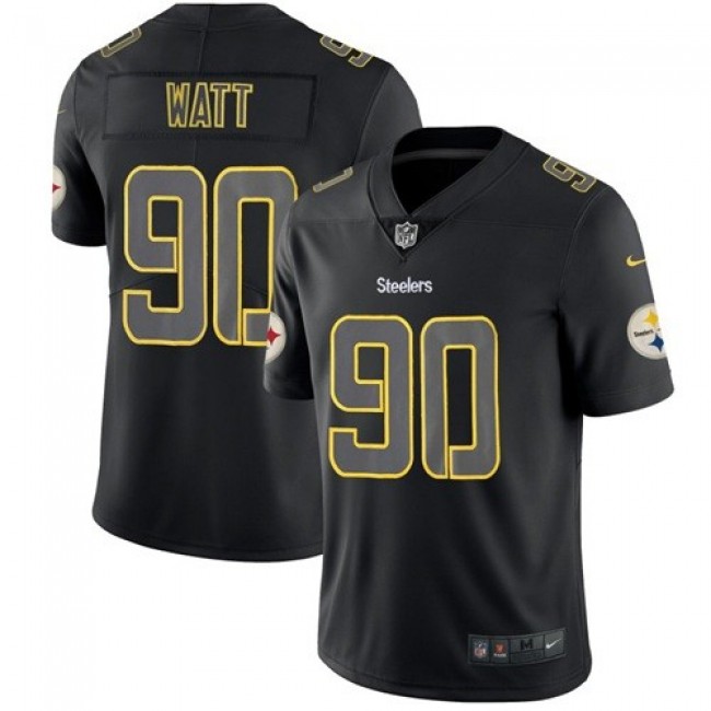 Nike Steelers #90 T. J. Watt Black Men's Stitched NFL Limited Rush Impact Jersey