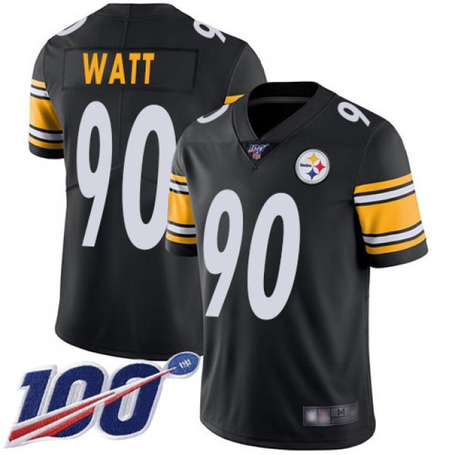 Nike Steelers #90 T. J. Watt Black Team Color Men's Stitched NFL 100th Season Vapor Limited Jersey