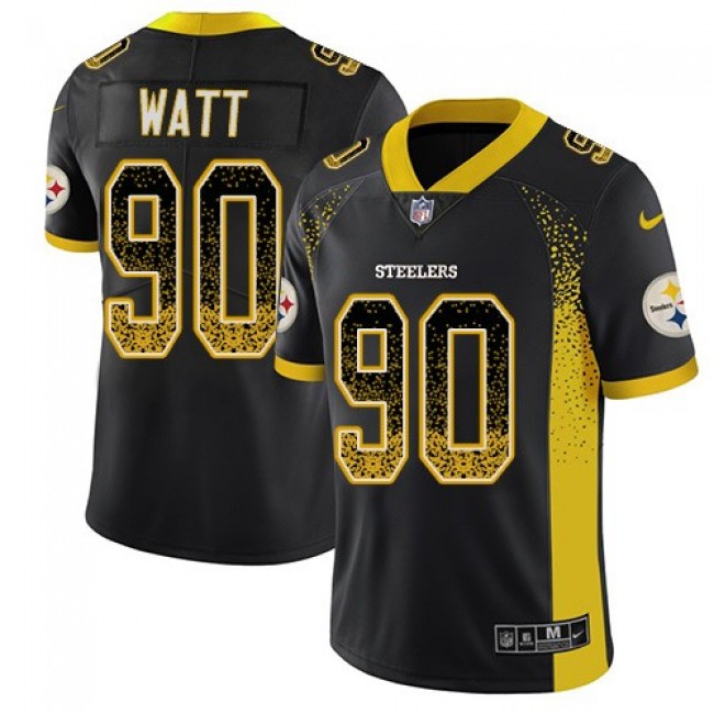 Nike Steelers #90 T. J. Watt Black Team Color Men's Stitched NFL Limited Rush Drift Fashion Jersey