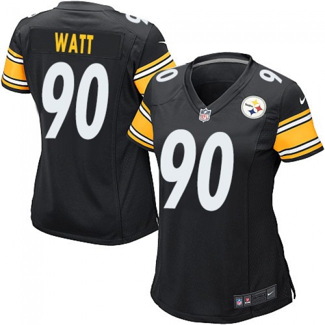 Women's Steelers #90 T. J. Watt Black Team Color Stitched NFL Elite Jersey