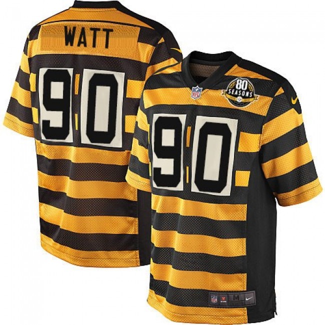 Pittsburgh Steelers #90 T. J. Watt Black-Yellow Alternate Youth Stitched NFL Elite Jersey