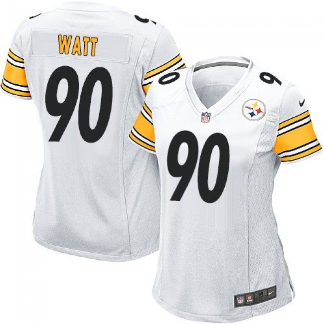 Women's Steelers #90 T. J. Watt White Stitched NFL Elite Jersey