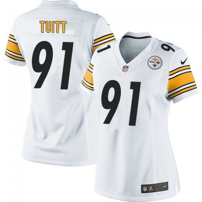 Women's Steelers #91 Stephon Tuitt White Stitched NFL Elite Jersey