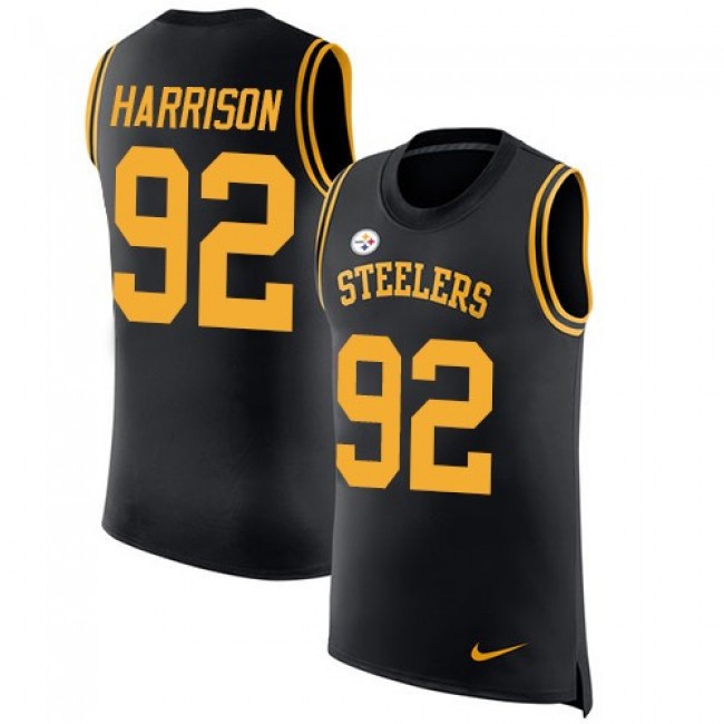 Nike Steelers #92 James Harrison Black Team Color Men's Stitched NFL Limited Rush Tank Top Jersey