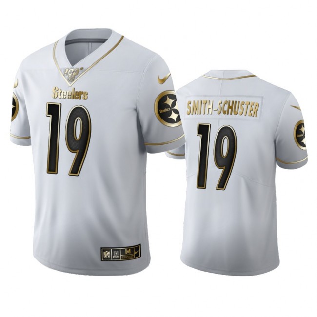 Pittsburgh Steelers #19 JuJu Smith-Schuster Men's Nike White Golden Edition Vapor Limited NFL 100 Jersey