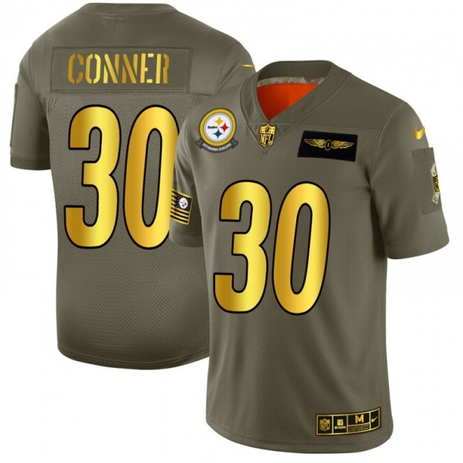 Pittsburgh Steelers #30 James Conner NFL Men's Nike Olive Gold 2019 Salute to Service Limited Jersey