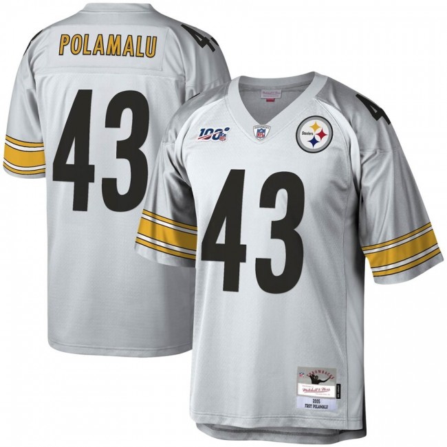 Pittsburgh Steelers #43 Troy Polamalu Mitchell & Ness NFL 100 Retired Player Platinum Jersey