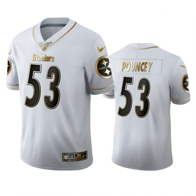 Pittsburgh Steelers #53 Maurkice Pouncey Men's Nike White Golden Edition Vapor Limited NFL 100 Jersey
