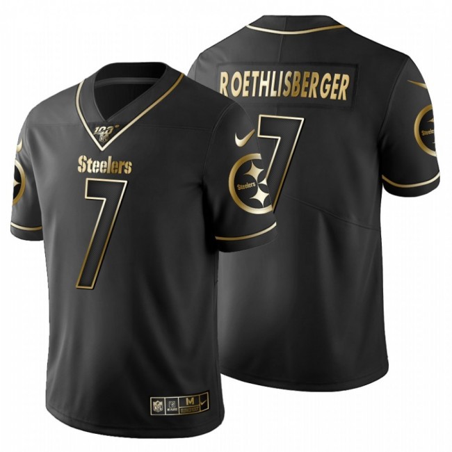 Pittsburgh Steelers #7 Ben Roethlisberger Men's Nike Black Golden Limited NFL 100 Jersey