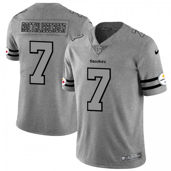 Pittsburgh Steelers #7 Ben Roethlisberger Men's Nike Gray Gridiron II Vapor Untouchable Limited NFL Jersey