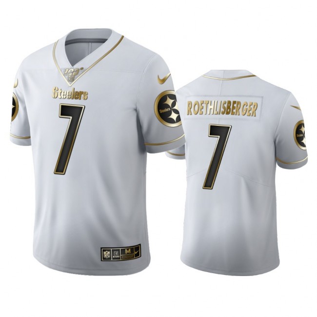 Pittsburgh Steelers #7 Ben Roethlisberger Men's Nike White Golden Edition Vapor Limited NFL 100 Jersey